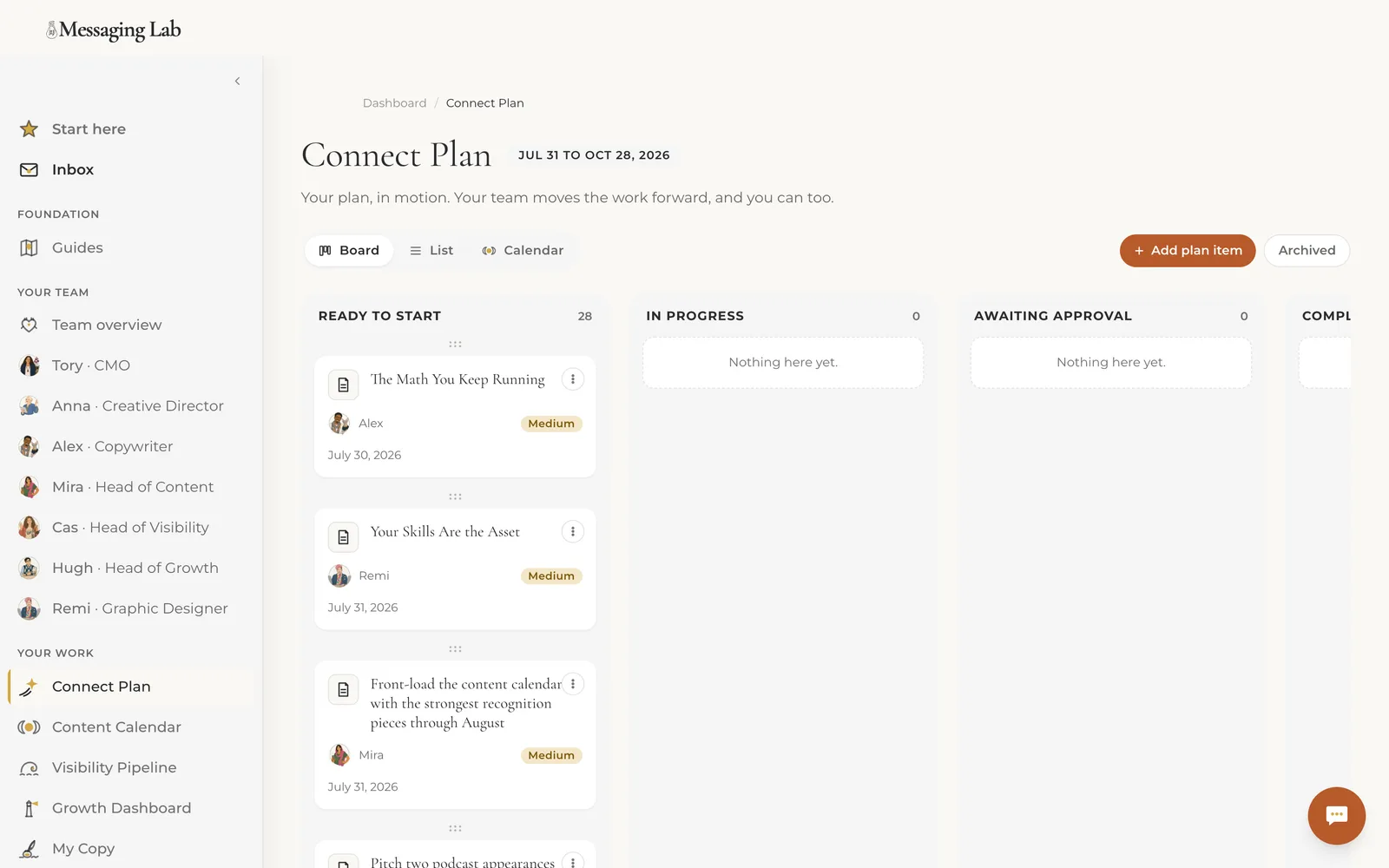 A 90-day Connect Plan in motion